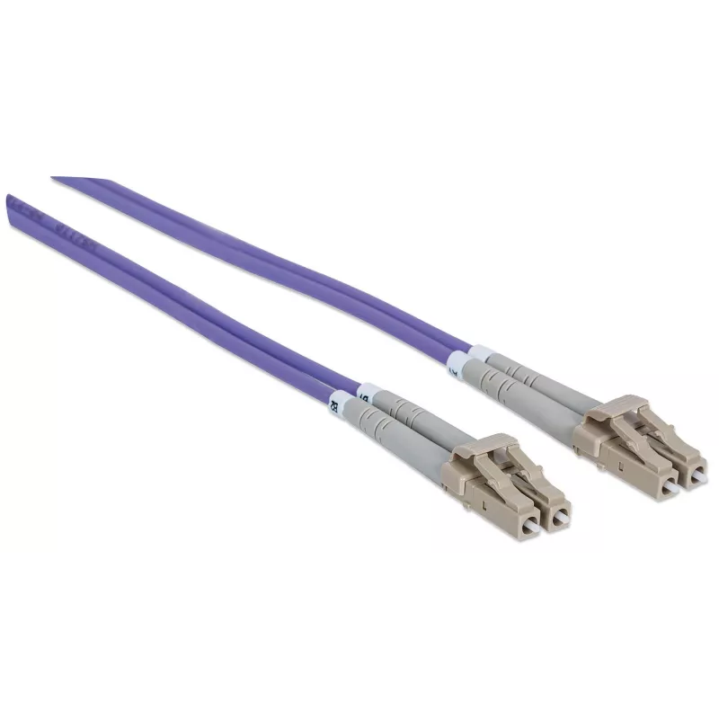 Intellinet Kabel światłowodowy krosowy, OM4, LC/LC, 5 m, fioletowy, duplex, wielomodowy, 50/125 µm, LSZH, światłowód, dożywotnia gwarancja