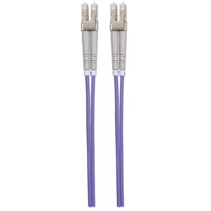 Intellinet Kabel światłowodowy krosowy, OM4, LC/LC, 5 m, fioletowy, duplex, wielomodowy, 50/125 µm, LSZH, światłowód, dożywotnia gwarancja