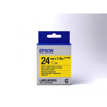 Epson Label Cartridge Magnetic LK-6YB2 Czarny/Żółty 24mm (1,5m)