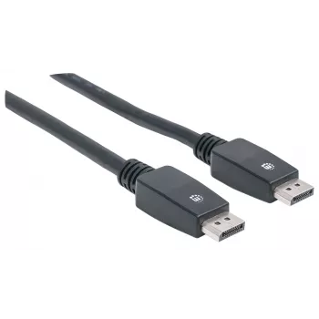 Kabel Manhattan DisplayPort 1.1, 4K@60Hz, 10m, męski na męski, z zatrzaskami, w pełni ekranowany, czarny, dożywotnia gwarancja