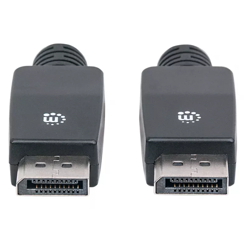 Kabel Manhattan DisplayPort 1.1, 4K@60Hz, 10m, męski na męski, z zatrzaskami, w pełni ekranowany, czarny, dożywotnia gwarancja