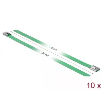 Opaski kablowe DeLOCK 18806 stalowe zielone 300mm 10 szt.