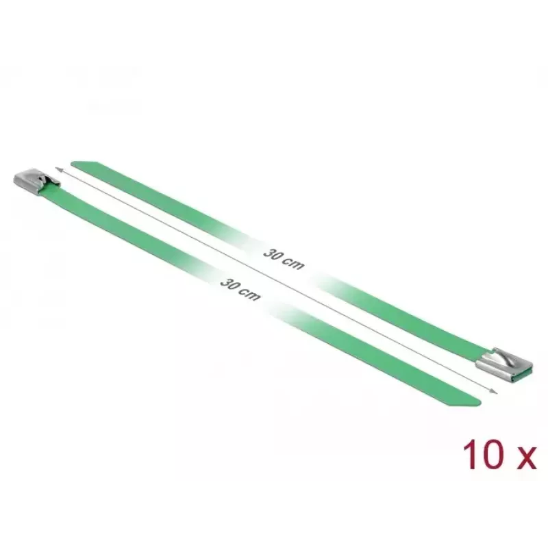 Opaski kablowe DeLOCK 18806 stalowe zielone 300mm 10 szt.