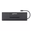 Manhattan Stacja dokująca USB-C/Hub z czytnikiem kart i MST, Porty (x9): Audio 3,5mm, DisplayPort, Ethernet, HDMI, USB-A (x3), USB-C i VGA, z zasilaniem (100W) do portu USB-C (Uwaga: wymaga ładowarki ściennej USB-C i kabla USB-C), Wszystkie porty mogą być używane jednocześnie