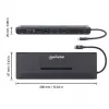 Manhattan Stacja dokująca USB-C/Hub z czytnikiem kart i MST, Porty (x9): Audio 3,5mm, DisplayPort, Ethernet, HDMI, USB-A (x3), USB-C i VGA, z zasilaniem (100W) do portu USB-C (Uwaga: wymaga ładowarki ściennej USB-C i kabla USB-C), Wszystkie porty mogą być używane jednocześnie