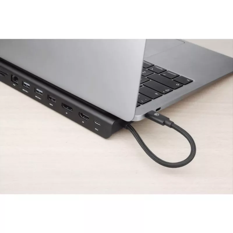 Manhattan Stacja dokująca USB-C/Hub z czytnikiem kart i MST, Porty (x9): Audio 3,5mm, DisplayPort, Ethernet, HDMI, USB-A (x3), USB-C i VGA, z zasilaniem (100W) do portu USB-C (Uwaga: wymaga ładowarki ściennej USB-C i kabla USB-C), Wszystkie porty mogą być używane jednocześnie