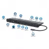 Manhattan Stacja dokująca USB-C/Hub z czytnikiem kart i MST, Porty (x9): Audio 3,5mm, DisplayPort, Ethernet, HDMI, USB-A (x3), USB-C i VGA, z zasilaniem (100W) do portu USB-C (Uwaga: wymaga ładowarki ściennej USB-C i kabla USB-C), Wszystkie porty mogą być używane jednocześnie