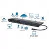 Manhattan Stacja dokująca USB-C/Hub z czytnikiem kart i MST, Porty (x9): Audio 3,5mm, DisplayPort, Ethernet, HDMI, USB-A (x3), USB-C i VGA, z zasilaniem (100W) do portu USB-C (Uwaga: wymaga ładowarki ściennej USB-C i kabla USB-C), Wszystkie porty mogą być używane jednocześnie