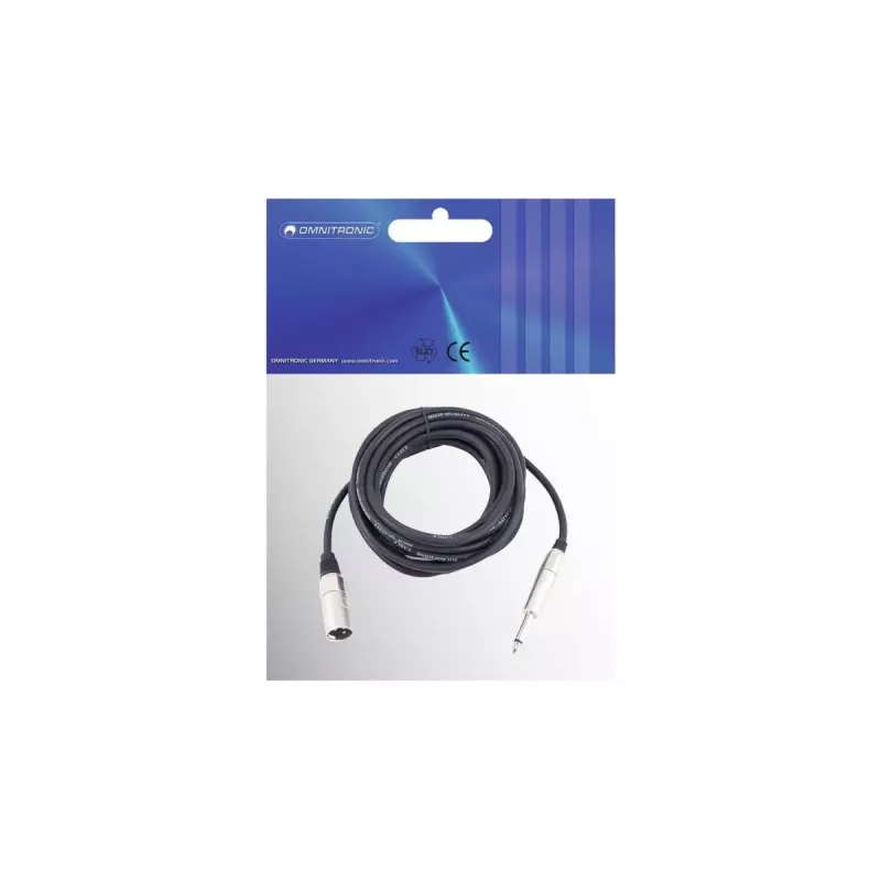 Kabel audio Omnitronic 3022519D 10 m XLR 3-pin 6,35 mm czarny