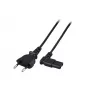Kabel zasilający Euro męski - C7 żeński kątowy w lewo/prawo czarny 3 m ACT AK5421