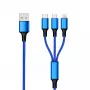 Kabel USB 2GO 797151 1.5m USB B USB C/Micro-USB B/Lightning Czarny Niebieski
