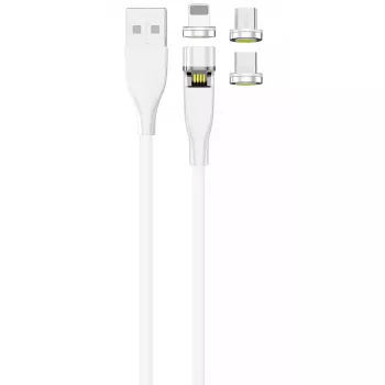 Kabel USB 2GO 797317 1m USB B USB C/Micro-USB B/Lightning Biały