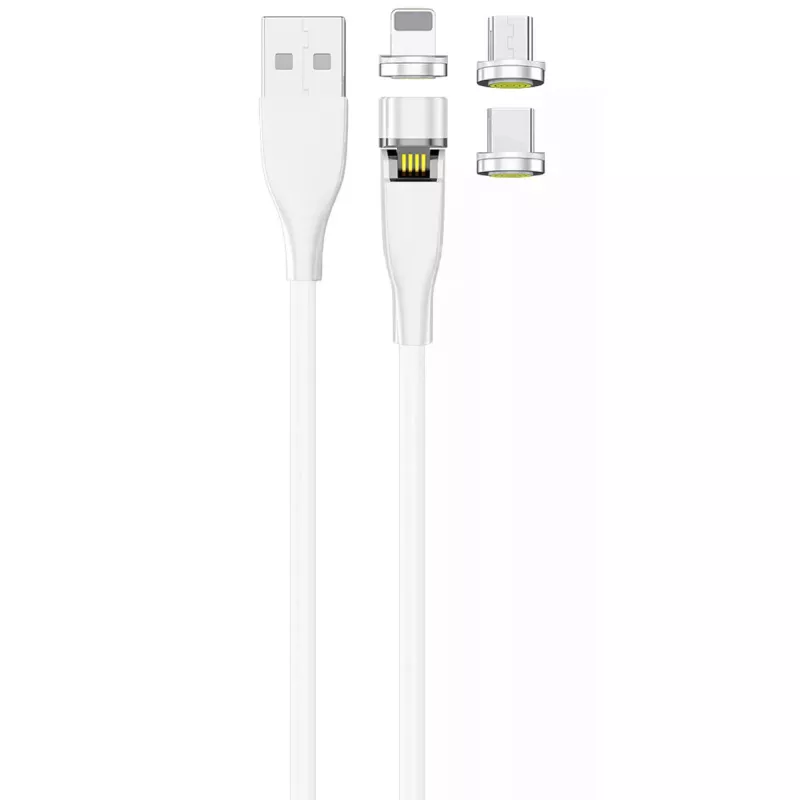 Kabel USB 2GO 797317 1m USB B USB C/Micro-USB B/Lightning Biały