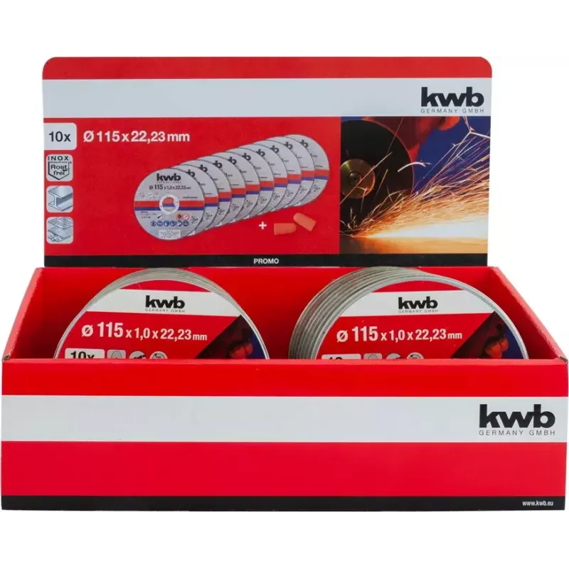 Zestaw tarcz tnących kwb 712021 Cienka tarcza tnąca z płaskim środkiem 10 szt.