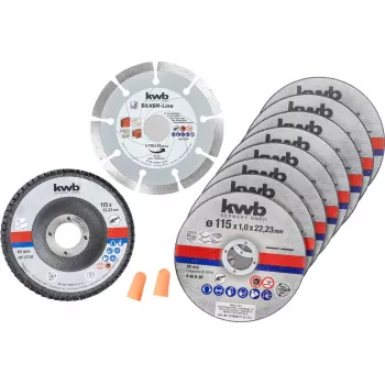 Zestaw startowy tarcz tnących KWB 712041 10 szt. z płaskim środkiem do cegły, marmuru, stali