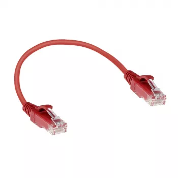 ACT Czerwony 0,15 m LSZH U/UTP CAT6 cienki kabel krosowy do centrów danych ze złączami RJ45 bez zaczepów