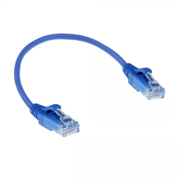 ACT niebieski 0,15 m LSZH U/UTP CAT6 slimline patch kabel do centrów danych z wtykami RJ45 bez zaczepu
