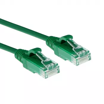 ACT zielony 0,15 m LSZH U/UTP CAT6 patchcord slimline do centrów danych, bezzaczepowy, ze złączami RJ45