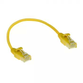 ACT Żółty 0,15 m LSZH U/UTP CAT6 cienki kabel krosowy do centrów danych z zaczepami ochronnymi, ze złączami RJ45
