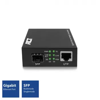 Konwerter mediów sieciowych ACT AC4451 1000 Mbit/s Wielomodowy Jednomodowy Czarny