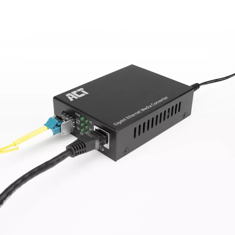 Konwerter mediów sieciowych ACT AC4451 1000 Mbit/s Wielomodowy Jednomodowy Czarny