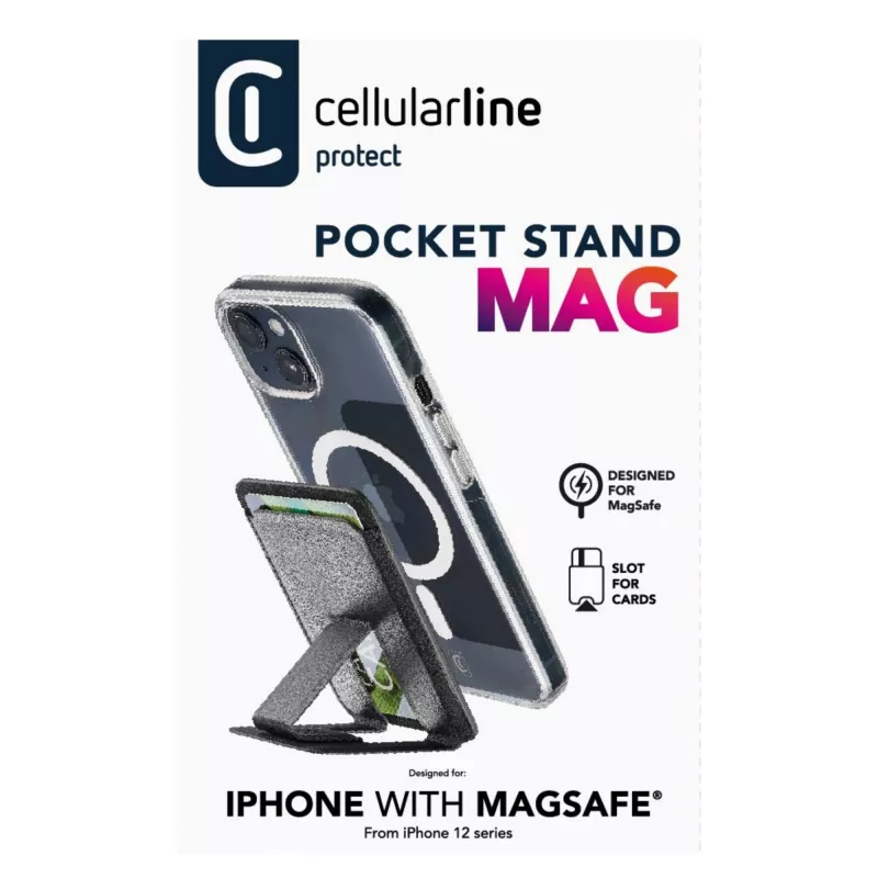 Cellularline Pocket Stand Mag Magnetyczny uchwyt na karty z funkcją podstawki kompatybilny z MagSafe