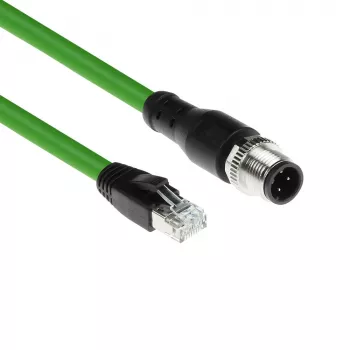 ACT Industrial kabel czujnika 1,5 metra M12D 4-pin wtyk prostokątny do RJ45 wtyk, kabel Superflex Xtreme TPE, ekranowany