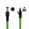 ACT Przemysłowy kabel czujnikowy 3,00 metra M12D 4-pin męski kątowy do RJ45 męski, kabel Superflex Xtreme TPE, ekranowany