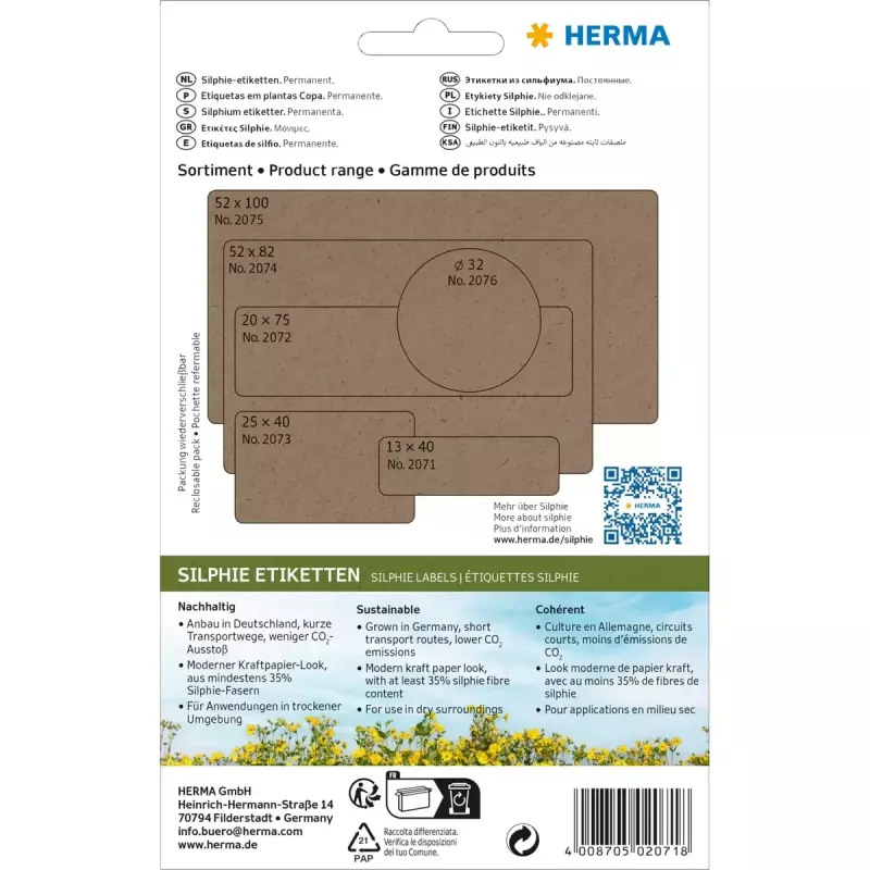 HERMA 2071 etykiety samoprzylepne Zaokrąglony prostokąt Trwały Brązowy 12x40mm 672 szt.