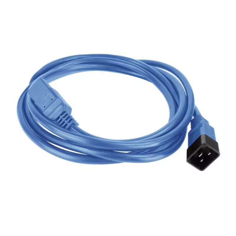 Przewód zasilający ACT C20–C21 IEC60320 niebieski 1 m, 250 V, 16 A