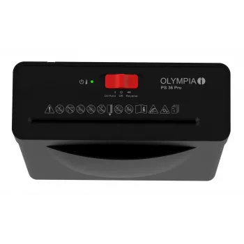 Niszczarka dokumentów Olympia PS 36 Pro — Niszczenie w paski, kosz 8 l, 72 dB, Czarna
