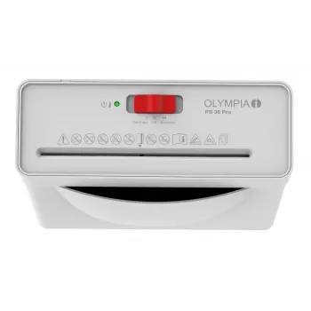 Niszczarka Olympia PS 36 Pro — cięcie wzdłużne, kosz 8 l, 72 dB, biała