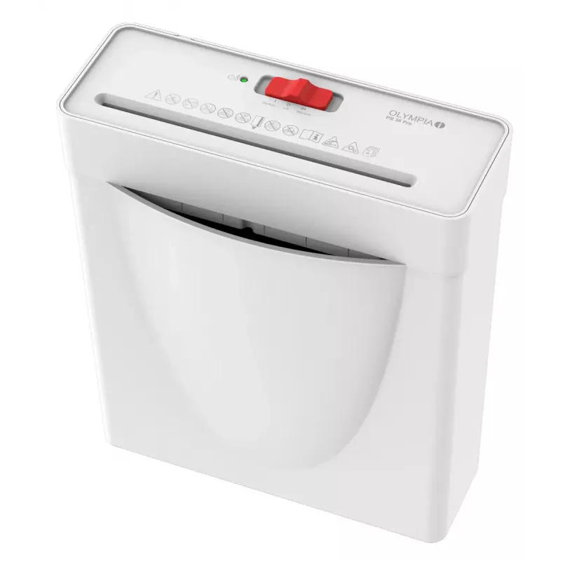 Niszczarka Olympia PS 36 Pro — cięcie wzdłużne, kosz 8 l, 72 dB, biała