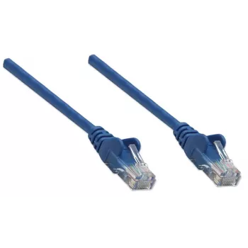 Intellinet Kabel krosowy sieciowy, kat. 6, 5 m, niebieski, CCA, U/UTP, PVC, RJ45, pozłacane styki, bezzaczepowa osłona wtyczki, osłonięty, dożywotnia gwarancja