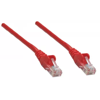 Intellinet Kabel krosowy sieciowy, Cat5e, 7,5 m, czerwony, CCA, U/UTP, PVC, RJ45, pozłacane styki, bez zaczepów, osłonięty, dożywotnia gwarancja