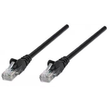 Intellinet Network kabel krosowy, Cat5e, 7,5 m, czarny, CCA, U/UTP, PVC, RJ45, pozłacane styki, bezzaczepowa, z osłoną, dożywotnia gwarancja