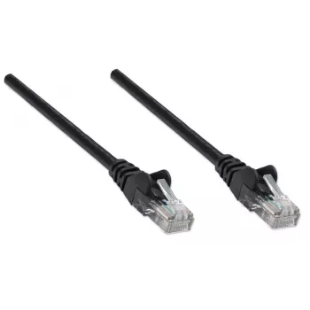 Intellinet Network kabel krosowy, Cat5e, 7,5 m, czarny, CCA, U/UTP, PVC, RJ45, pozłacane styki, bezzaczepowa, z osłoną, dożywotnia gwarancja