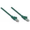 Intellinet kabel krosowy sieciowy, Cat5e, 7,5 m, zielony, CCA, U/UTP, PVC, RJ45, pozłacane styki, bezzaczepowa osłona, z osłoną, dożywotnia gwarancja