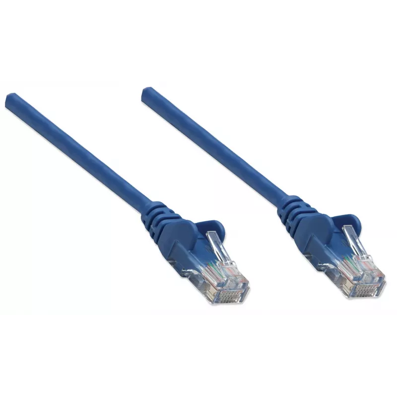 Intellinet Network kabel krosowy, Cat6, 1.5m, niebieski, CCA, U/UTP, PVC, RJ45, pozłacane styki, bezzaczepowa, z osłoną wtyku, dożywotnia gwarancja