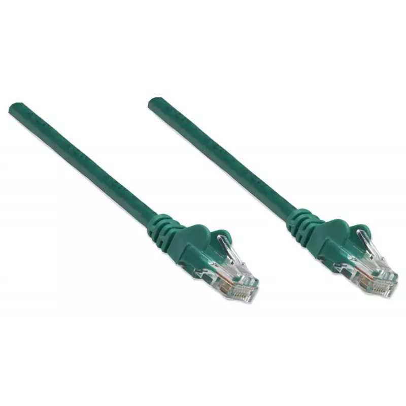 Intellinet Network kabel krosowy, Cat5e, 3 m, zielony, CCA, U/UTP, PVC, RJ45, pozłacane styki, bez zaczepów, osłona, dożywotnia gwarancja
