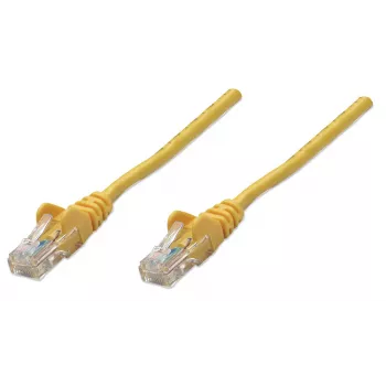 Kabel krosowy sieciowy Intellinet, kat. 5e, 3 m, żółty, CCA, U/UTP, PVC, RJ45, pozłacane styki, bezzaczepowa osłona, dożywotnia gwarancja