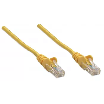 Kabel krosowy sieciowy Intellinet, kat. 5e, 3 m, żółty, CCA, U/UTP, PVC, RJ45, pozłacane styki, bezzaczepowa osłona, dożywotnia gwarancja