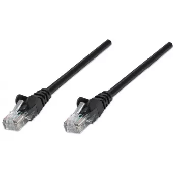 Kabel krosowy sieciowy Intellinet, Cat5e, 3 m, czarny, CCA, U/UTP, PVC, RJ45, pozłacane styki, zabezpieczenie przed zaczepianiem, osłona wtyku, dożywotnia gwarancja