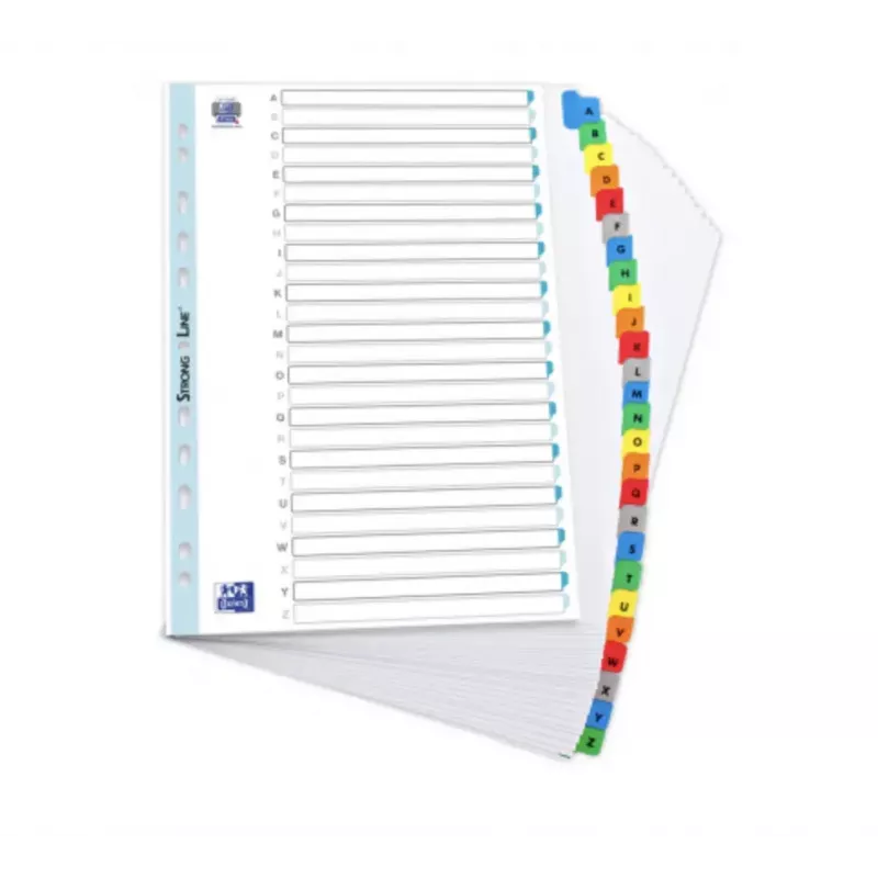 Kartoteka Elba Mylar A-Z, 26-częściowa, A4 Extra Szeroka, 230 x 297 mm, kolorowe przekładki (592581-20)