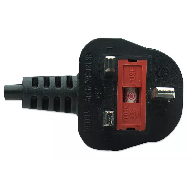 Kabel zasilający Manhattan, wtyczka brytyjska 3-stykowa do C7 żeńskiej (ósemka), 1,8 m, 13 A, czarny, przewód, dożywotnia gwarancja