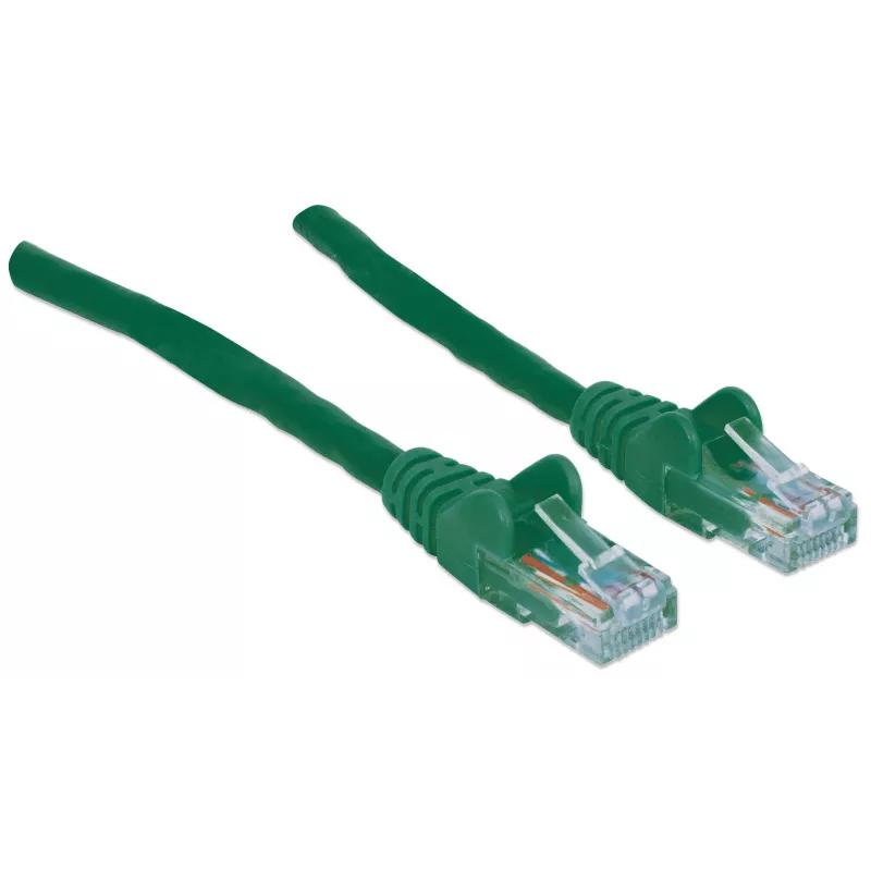 Kabel krosowy sieciowy Intellinet, Kat.6, 20m, zielony, CCA, U/UTP, PVC, RJ45, pozłacane styki, bezzaczepowa, z osłoną, dożywotnia gwarancja
