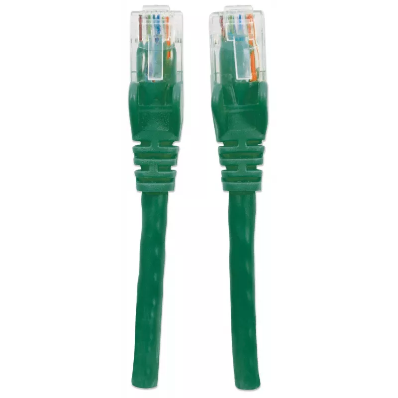 Kabel krosowy sieciowy Intellinet, Kat.6, 20m, zielony, CCA, U/UTP, PVC, RJ45, pozłacane styki, bezzaczepowa, z osłoną, dożywotnia gwarancja