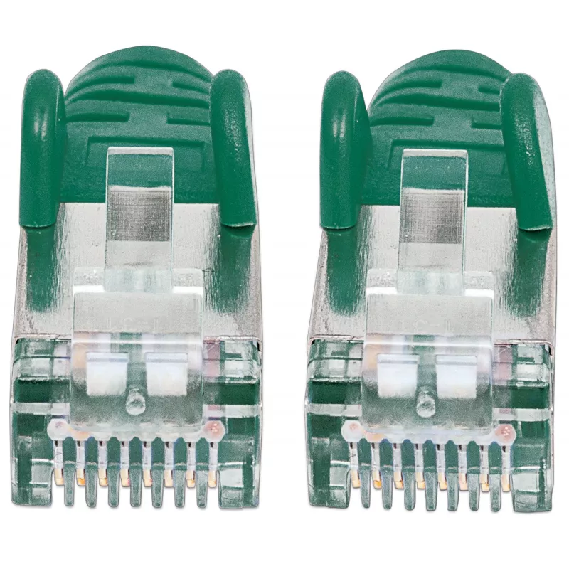 Kabel krosowy sieciowy Intellinet, Kat. 6, 10 m, zielony, miedź, S/FTP, LSOH / LSZH, PVC, RJ45, pozłacane styki, bez zaczepów, z osłonką, dożywotnia gwarancja