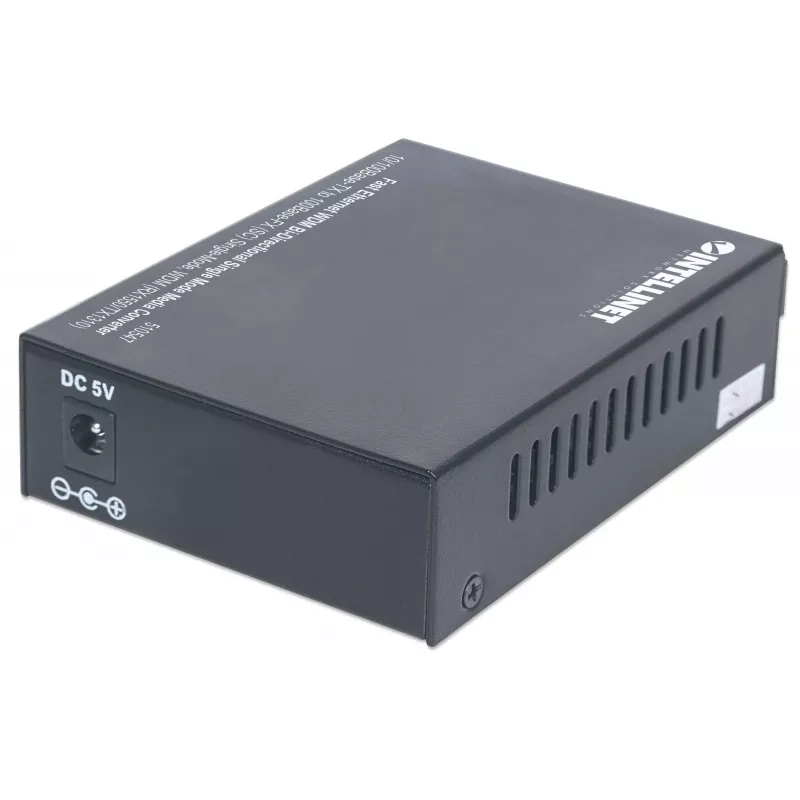 Intellinet Fast Ethernet WDM dwukierunkowy konwerter mediów jednomodowy, 10/100Base-Tx na 100Base-Fx (SC) jednomodowy, 20 km, WDM (Rx1550/Tx1310)
