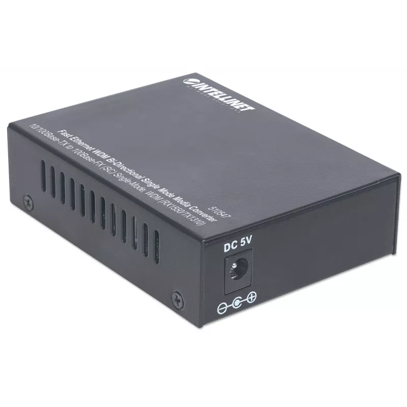 Intellinet Fast Ethernet WDM dwukierunkowy konwerter mediów jednomodowy, 10/100Base-Tx na 100Base-Fx (SC) jednomodowy, 20 km, WDM (Rx1550/Tx1310)